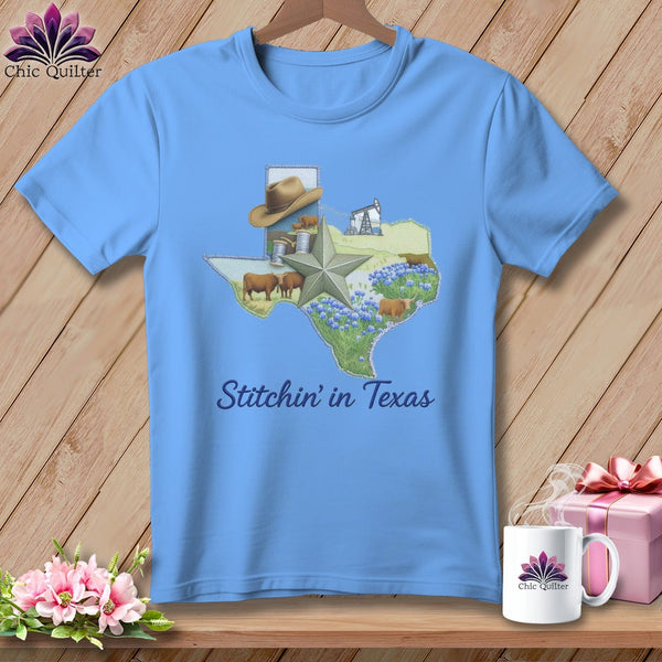 MyDesigns Physical Item S / Carolina Blue Stitchin' in Texas ~ Relaxed Fit Tee