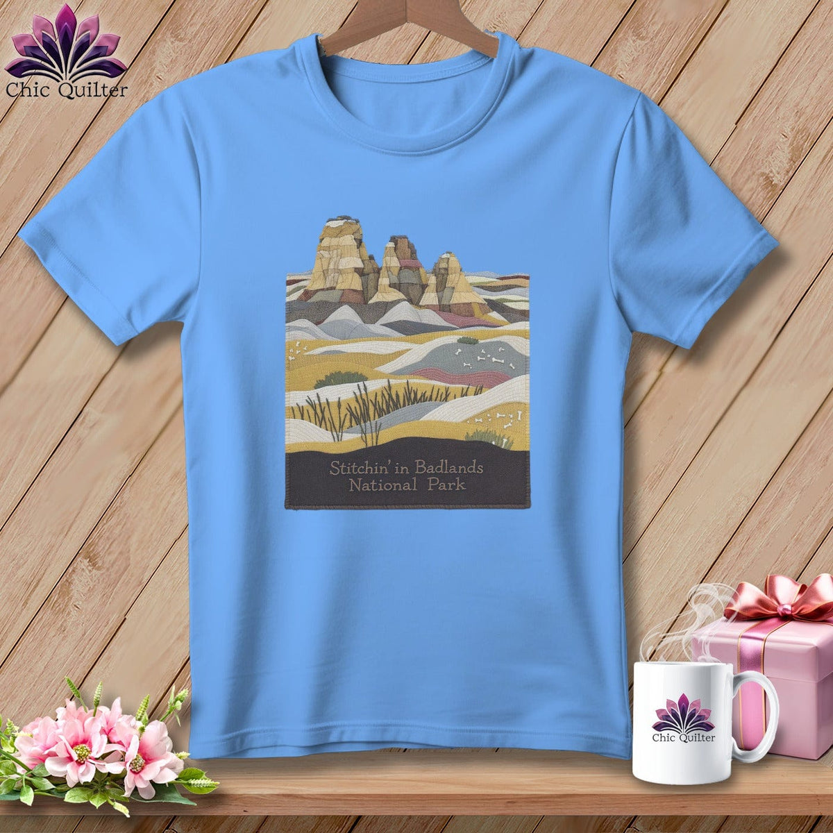 MyDesigns Physical Item S / Carolina Blue Stitchin' in the Badlands NP ~ Relaxed Fit Tee