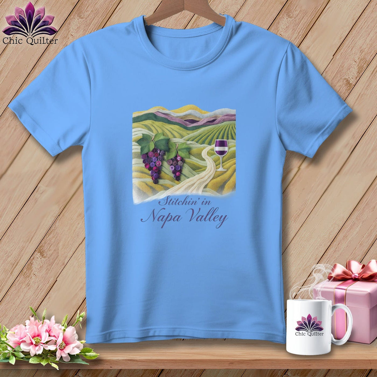 MyDesigns Physical Item S / Carolina Blue Stitchin' in the Napa Valley ~ Relaxed Fit Tee
