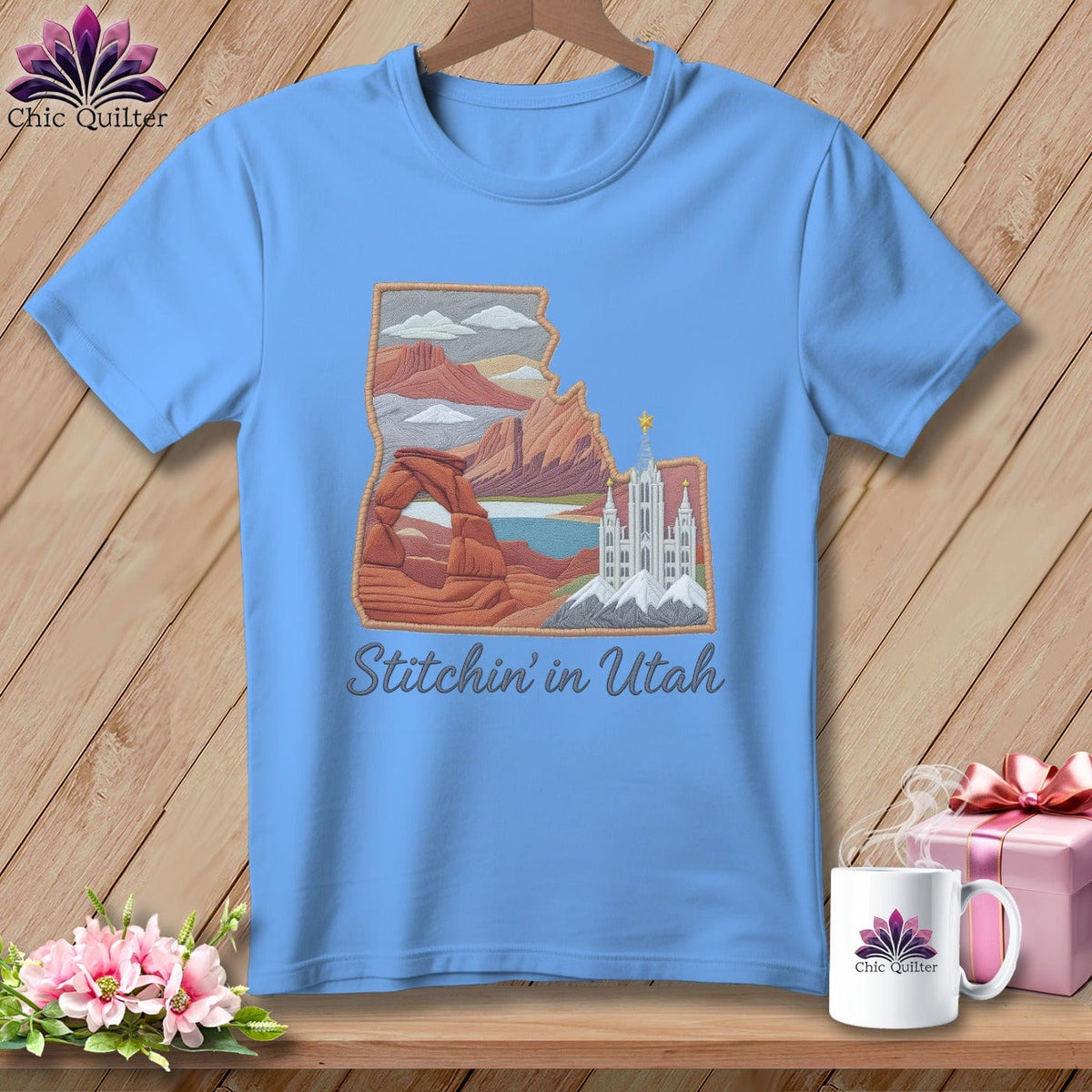 MyDesigns Physical Item S / Carolina Blue Stitchin' in Utah ~ Relaxed Fit Tee
