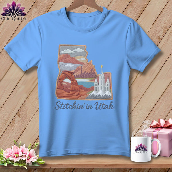 MyDesigns Physical Item S / Carolina Blue Stitchin' in Utah ~ Relaxed Fit Tee