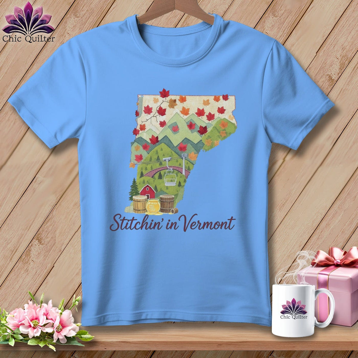 MyDesigns Physical Item S / Carolina Blue Stitchin' in Vermont ~ Relaxed Fit Tee