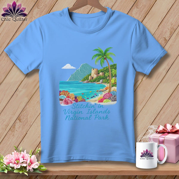 MyDesigns Physical Item S / Carolina Blue Stitchin' in Virgin Islands National Park ~ Relaxed Fit Tee