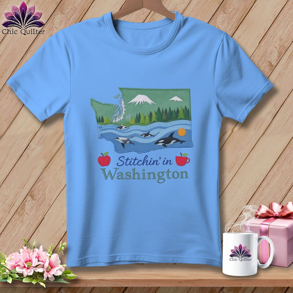 MyDesigns Physical Item S / Carolina Blue Stitchin' in Washington ~ Relaxed Fit Tee