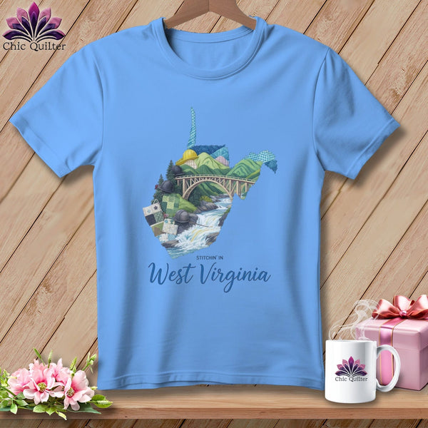 MyDesigns Physical Item S / Carolina Blue Stitchin' in West Virginia ~ Relaxed Fit Tee