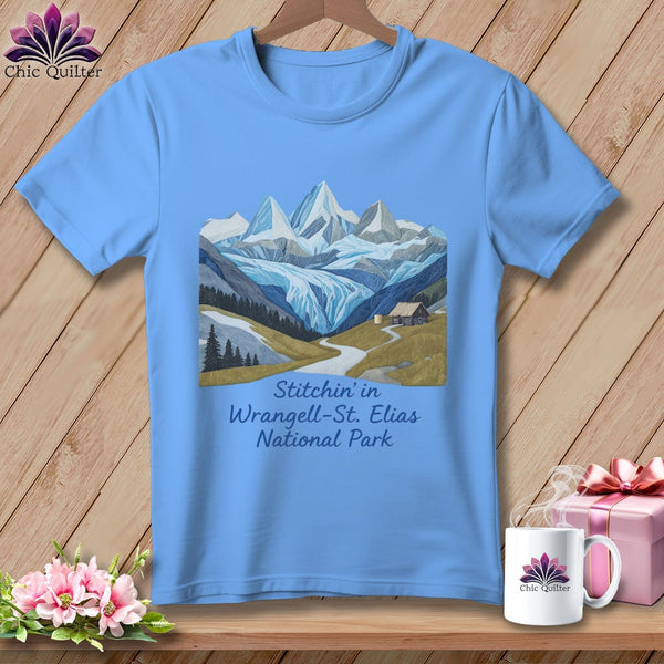 MyDesigns Physical Item S / Carolina Blue Stitchin' in Wrangell–St. Elias National Park and Preserve ~ Relaxed Fit Tee