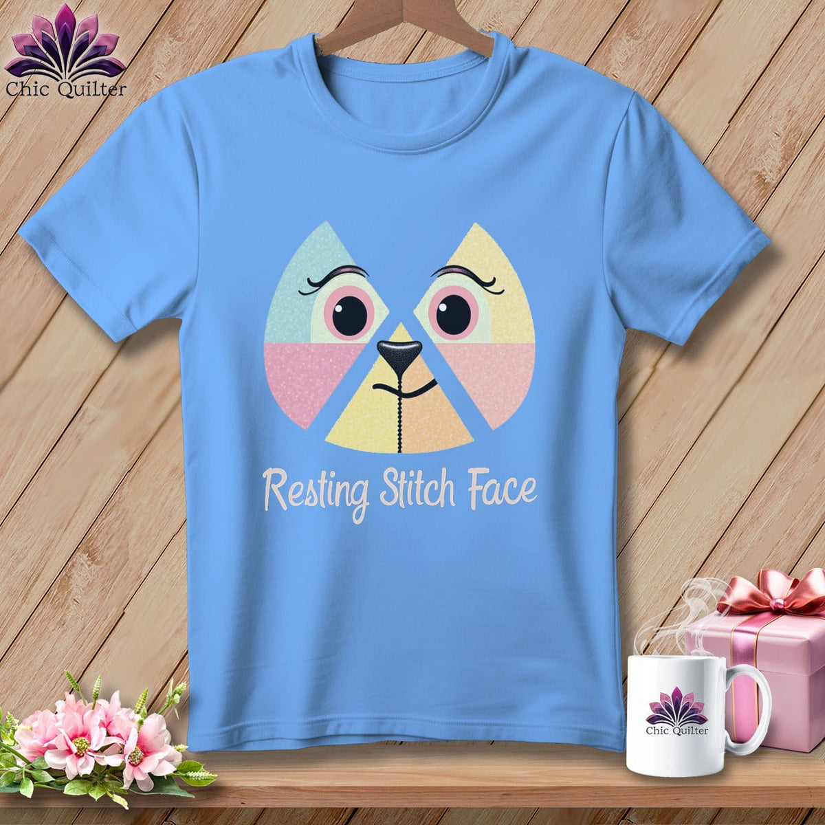 MyDesigns Physical Item S / Carolina Blue Stitchy Face - Resting Stitch Face ~ Relaxed Fit Tee