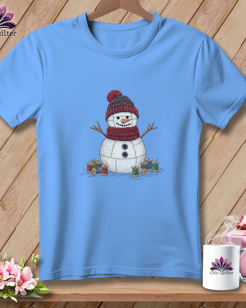 MyDesigns Physical Item S / Carolina Blue The Quilted Snowman ~ Relaxed Fit Tee