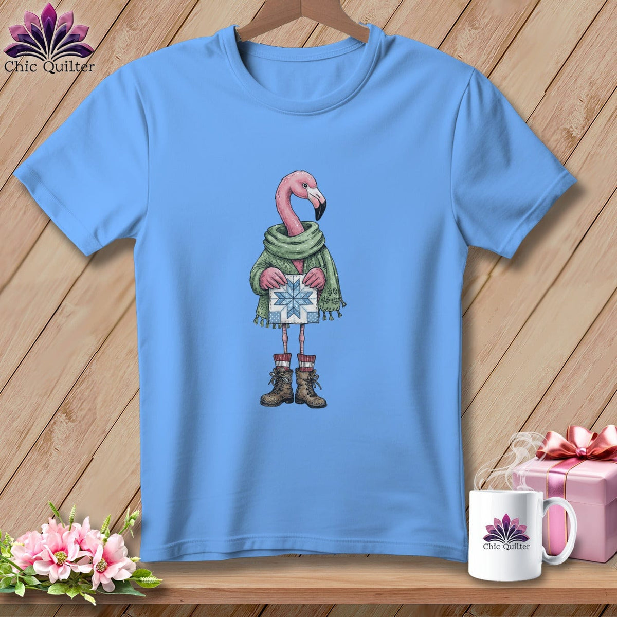 MyDesigns Physical Item S / Carolina Blue The Starry ~ Eyed Flamingo Quilter ~ Relaxed Fit Tee