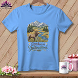 MyDesigns Physical Item S / Carolina Blue Yellowstone National Park ~ Elk, Stitchin in ~ Relaxed Fit Tee