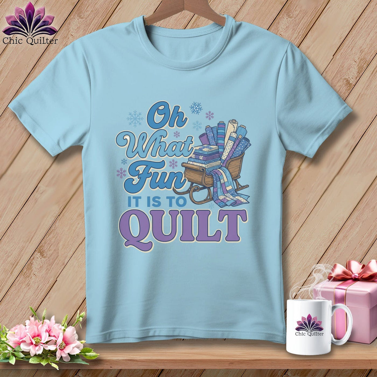 MyDesigns Physical Item S / Chambray Oh What Fun It Is to Quilt ~ Premium Tee