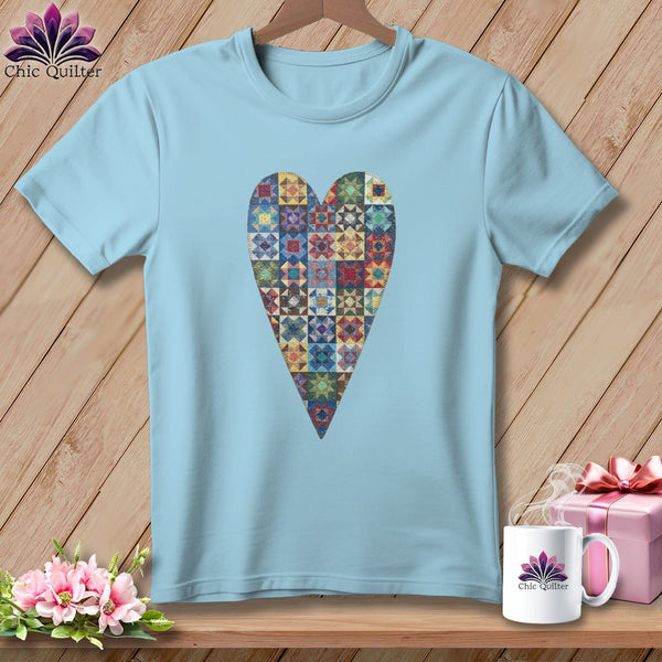 MyDesigns Physical Item S / Chambray Patchwork Heart ~ Premium Tee