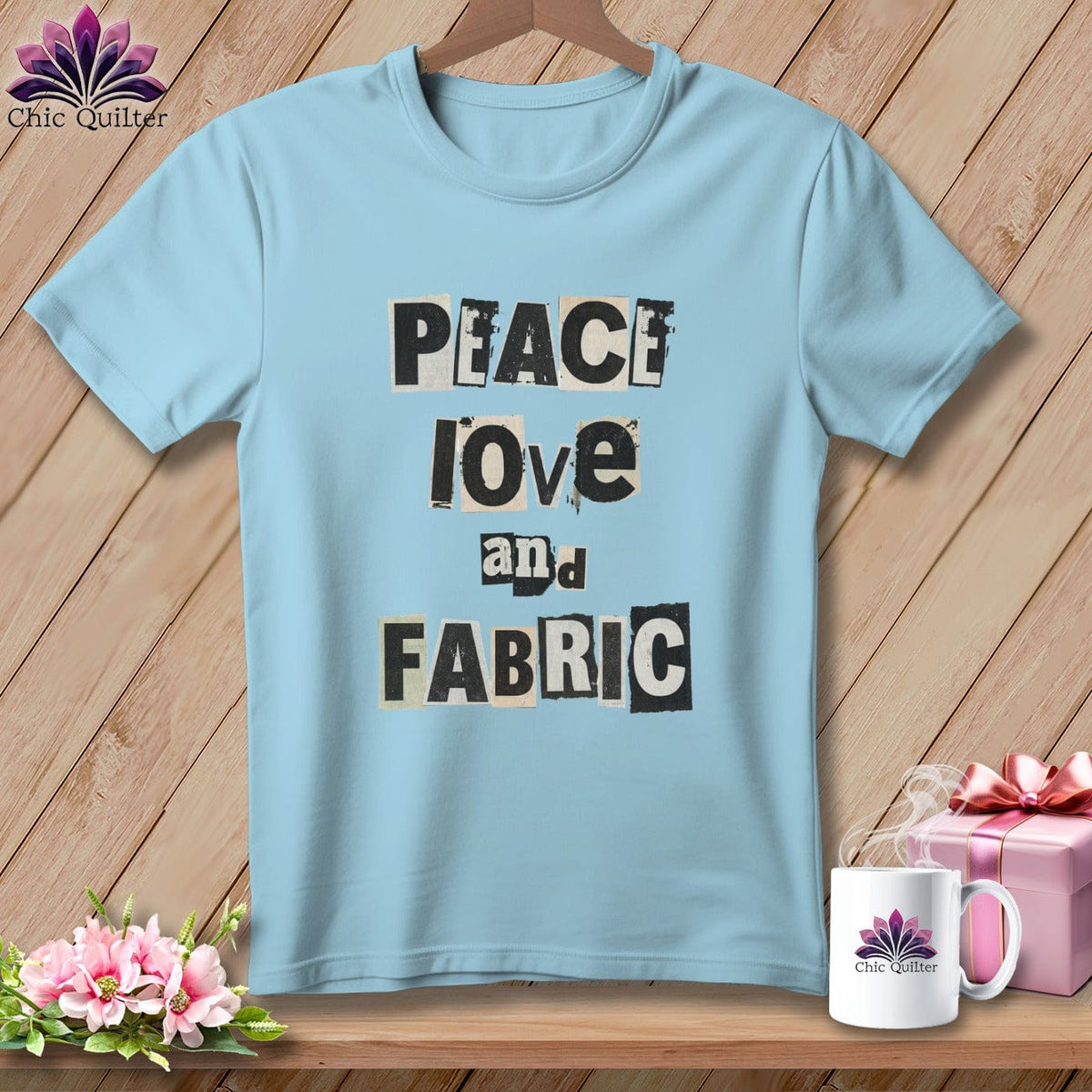 MyDesigns Physical Item S / Chambray Peace Love and Fabric ~ Premium Tee