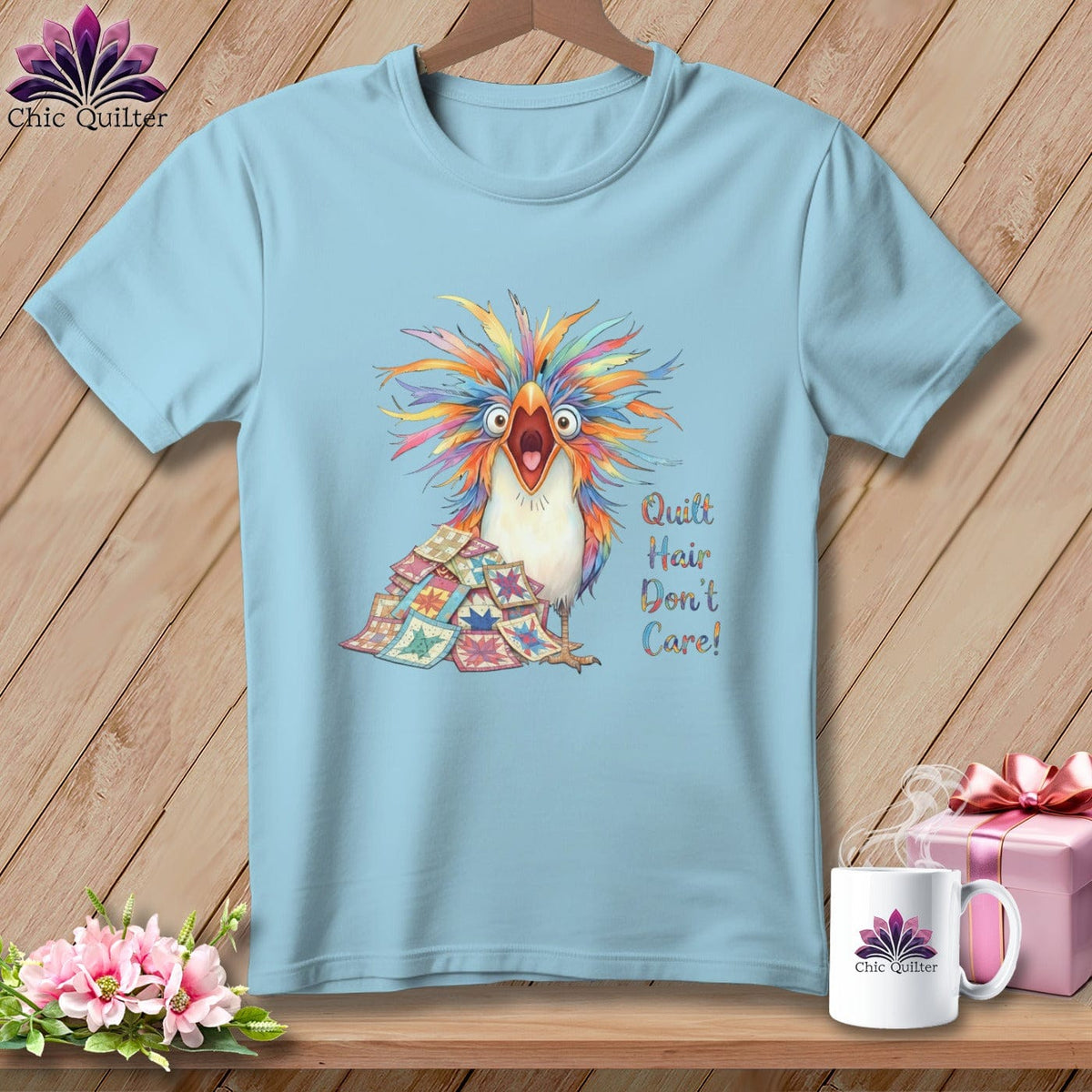 MyDesigns Physical Item S / Chambray Quilt Hair Don’t Care ~ Chaos Finch ~ Premium Tee
