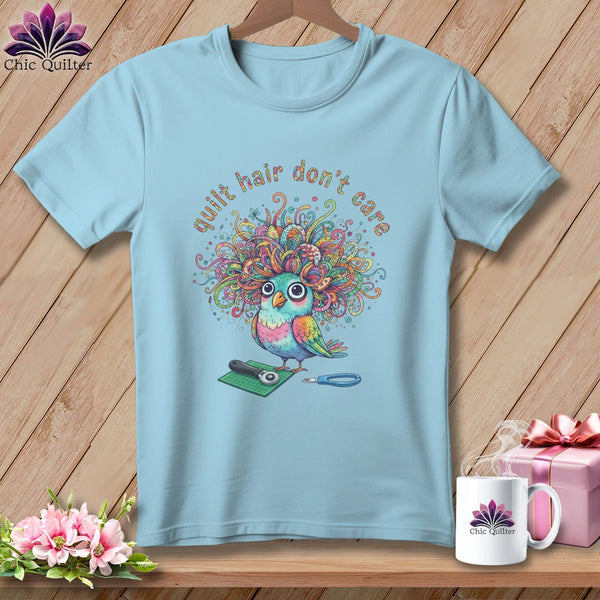 MyDesigns Physical Item S / Chambray Quilt Hair Don’t Care ~ Snipsy Wren ~ Premium Tee
