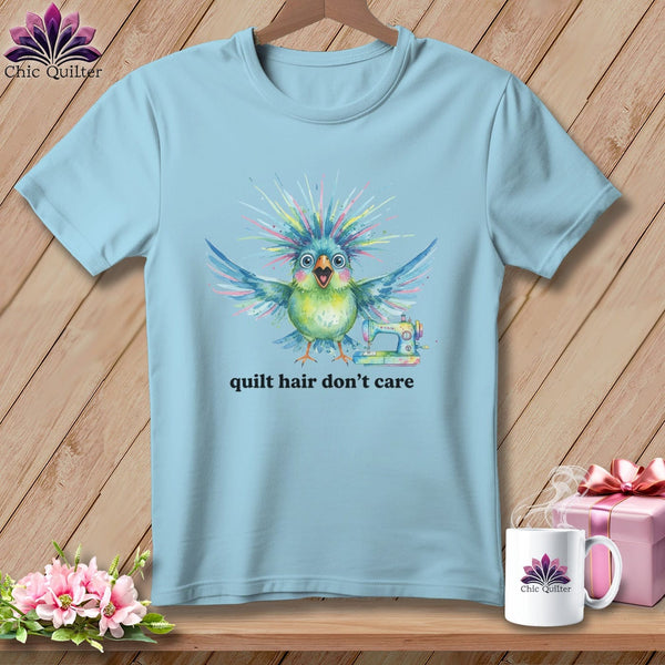 MyDesigns Physical Item S / Chambray Quilt Hair Don’t Care ~ Ziggy Bobbin ~ Premium Tee