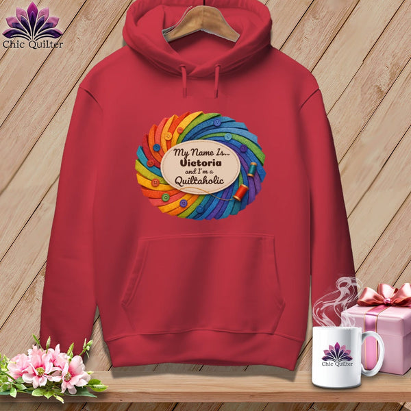 MyDesigns Physical Item S / Crimson Quilter’s Personalized Whirl ~ Premium Hoodie