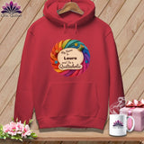 MyDesigns Physical Item S / Crimson Rainbow Personalized Curves & Button Bloom ~ Premium Hoodie