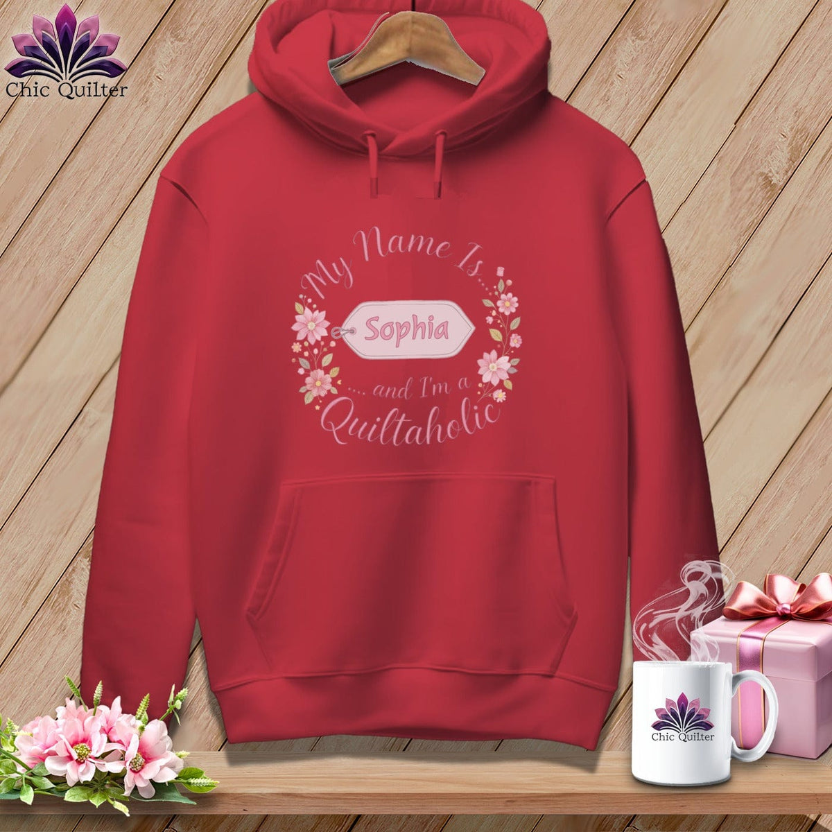 MyDesigns Physical Item S / Crimson Soft Vintage Personalized Name Tag ~ Premium Hoodie