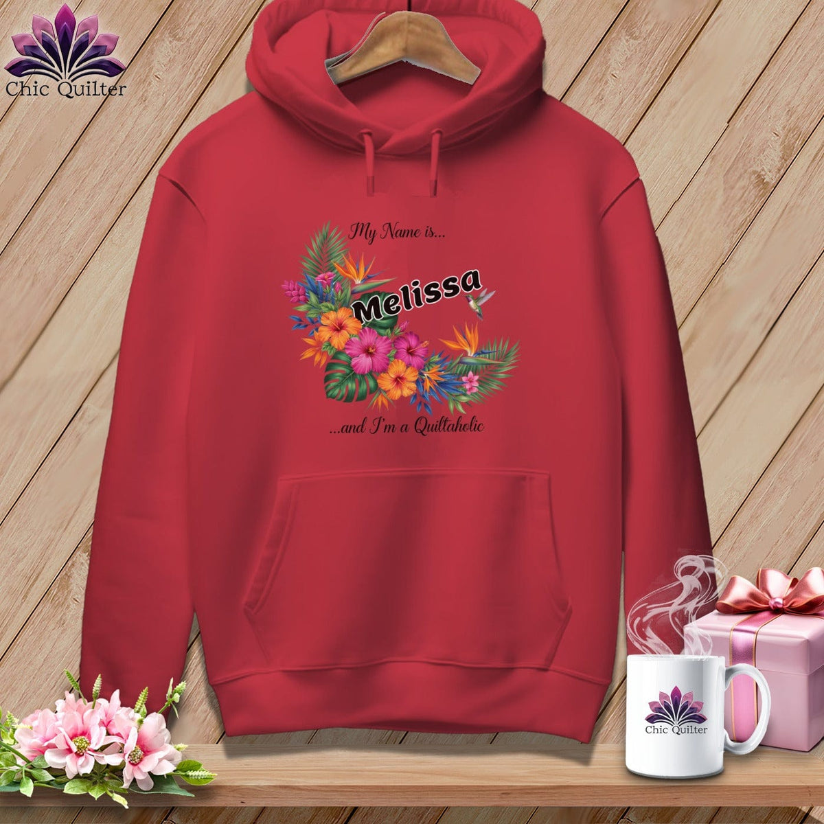 MyDesigns Physical Item S / Crimson Tropical Threads Quiltaholic ~ Premium Hoodie