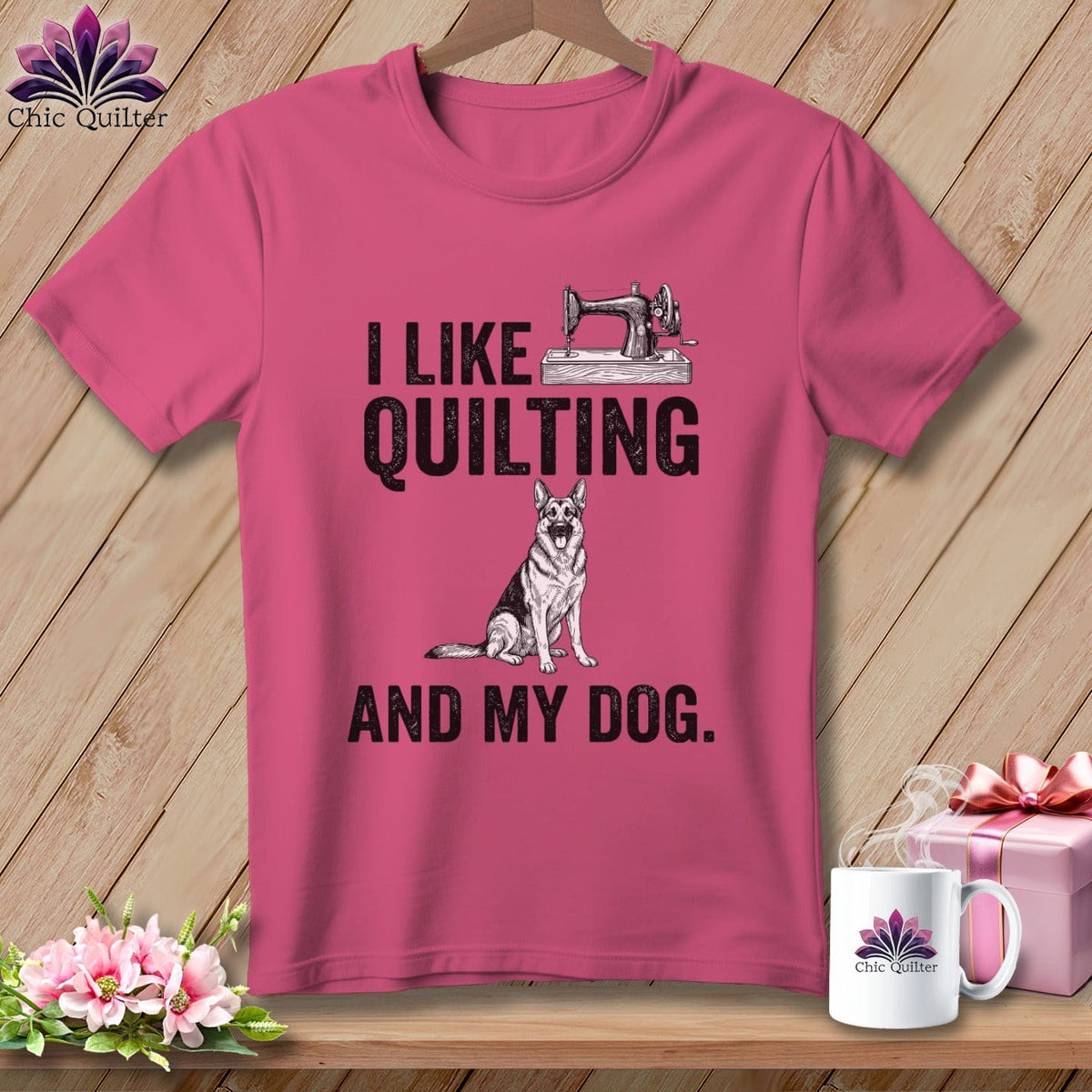 MyDesigns Physical Item S / Crunchberry I Like Quilting and My German Shepard ~ Premium Tee