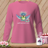 MyDesigns Physical Item S / Crunchberry Quilt Hair Don’t Care ~ Ziggy Bobbin ~ Long Sleeve Tee