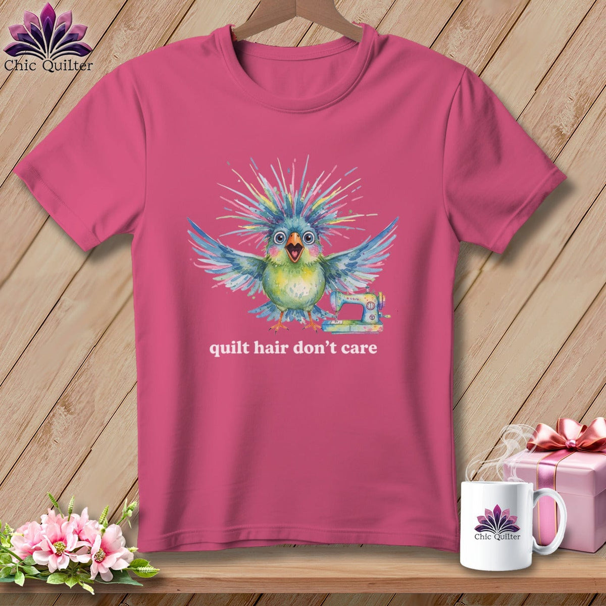 MyDesigns Physical Item S / Crunchberry Quilt Hair Don’t Care ~ Ziggy Bobbin ~ Premium Tee