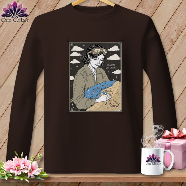 MyDesigns Physical Item S / Dark Chocolate Amelia SewHearts - Resting Stitch Face ~ Long Sleeve T-Shirt