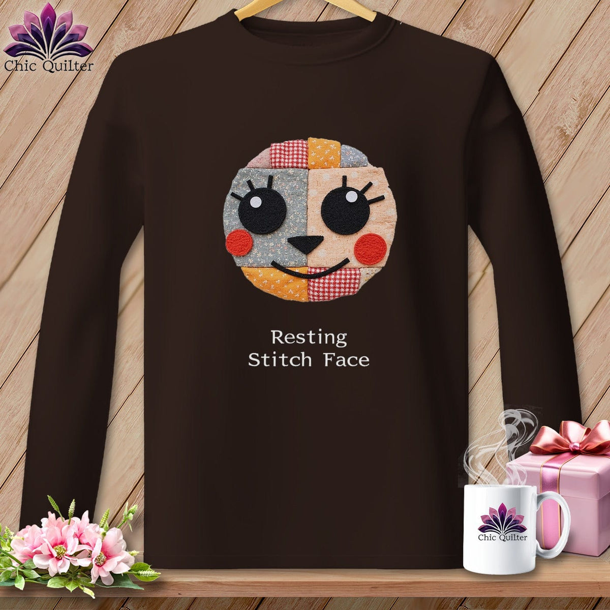 MyDesigns Physical Item S / Dark Chocolate Cheeky - Resting Stitch Face  ~ Long Sleeve T-Shirt