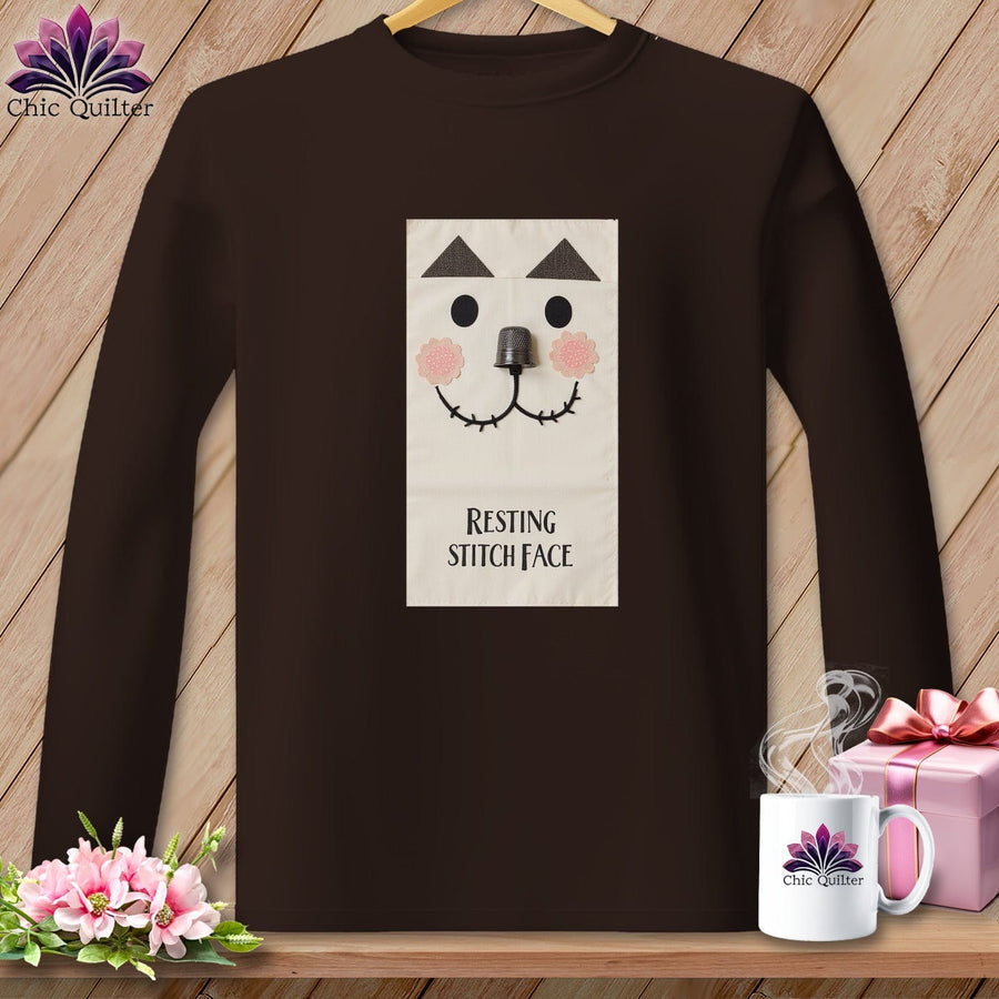 MyDesigns Physical Item S / Dark Chocolate Patch - Resting Stitch Face ~ Long Sleeve T-Shirt