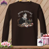MyDesigns Physical Item S / Dark Chocolate Ruth Sewder Ginsburg - Resting Stitch Face ~ Long Sleeve T-Shirt