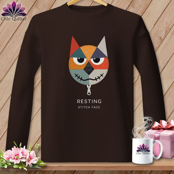 MyDesigns Physical Item S / Dark Chocolate Snark - Resting Stitch Face ~ Long Sleeve T-Shirt