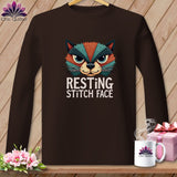 MyDesigns Physical Item S / Dark Chocolate Stitch Face - Resting Stitch Face ~ Long Sleeve T-Shirt