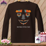 MyDesigns Physical Item S / Dark Chocolate Strawman - Resting Stitch Face ~ Long Sleeve T-Shirt
