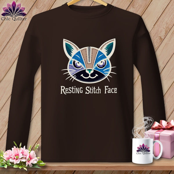 MyDesigns Physical Item S / Dark Chocolate What Do You Want? - Resting Stitch Face ~ Long Sleeve T-Shirt