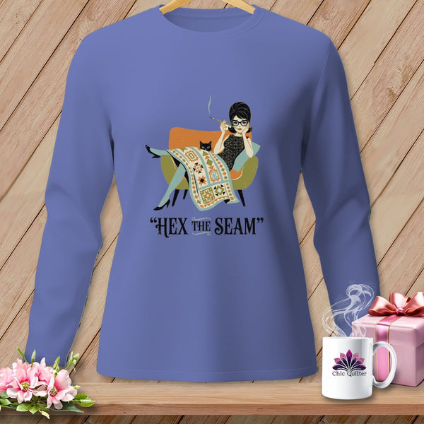 MyDesigns Physical Item S / Flo Blue Hex The Seam ~ Long Sleeve Tee