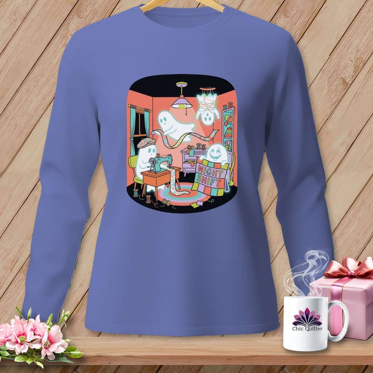 MyDesigns Physical Item S / Flo Blue Night Shift ~ Pendant Lamp ~ Long Sleeve Tee