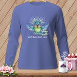 MyDesigns Physical Item S / Flo Blue Quilt Hair Don’t Care ~ Ziggy Bobbin ~ Long Sleeve Tee