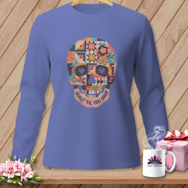 MyDesigns Physical Item S / Flo Blue Quilt 'Til You Drop ~ Long Sleeve Tee
