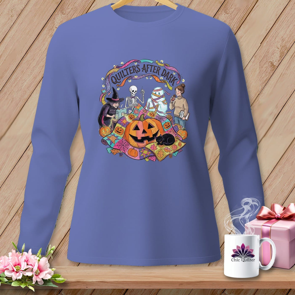 MyDesigns Physical Item S / Flo Blue Quilters After Dark ~ Long Sleeve Tee