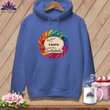 MyDesigns Physical Item S / Flo Blue Rainbow Personalized Curves & Button Bloom ~ Premium Hoodie