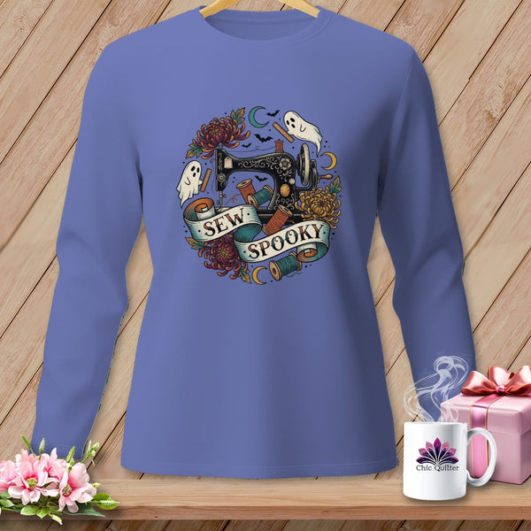 MyDesigns Physical Item S / Flo Blue Sew Spooky ~ Hand-Crank ~ Long Sleeve Tee
