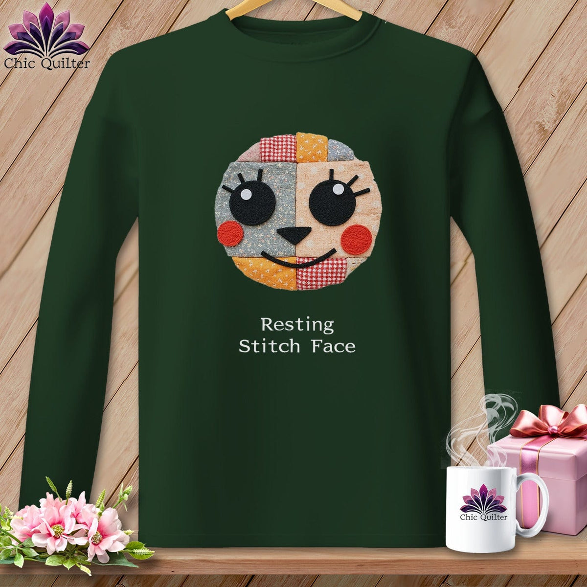 MyDesigns Physical Item S / Forest Green Cheeky - Resting Stitch Face  ~ Long Sleeve T-Shirt