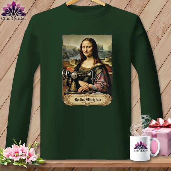 MyDesigns Physical Item S / Forest Green Mona Sewsa - Resting Stitch Face ~ Long Sleeve T-Shirt