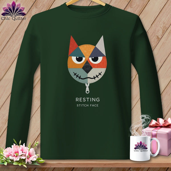 MyDesigns Physical Item S / Forest Green Snark - Resting Stitch Face ~ Long Sleeve T-Shirt