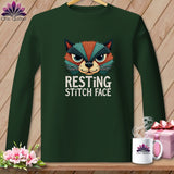 MyDesigns Physical Item S / Forest Green Stitch Face - Resting Stitch Face ~ Long Sleeve T-Shirt