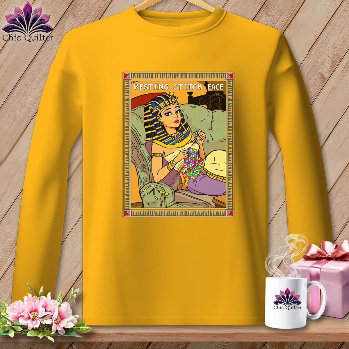 MyDesigns Physical Item S / Gold Cleo Patch Ra - Resting Stitch Face ~ Long Sleeve Tee