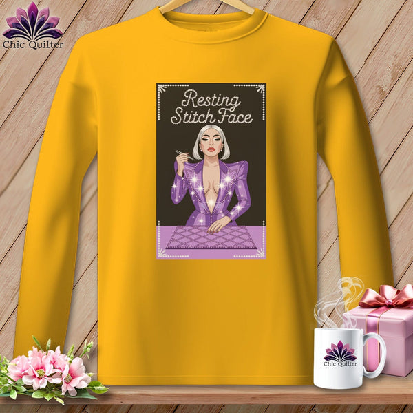 MyDesigns Physical Item S / Gold Lacy Gagga - Resting Stitch Face ~ Long Sleeve Tee