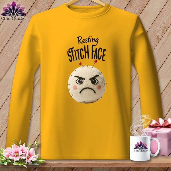 MyDesigns Physical Item S / Gold Ouch - Resting Stitch Face ~ Long Sleeve Tee