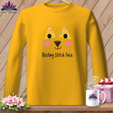 MyDesigns Physical Item S / Gold Patchwork Face - Resting Stitch Face ~ Long Sleeve Tee